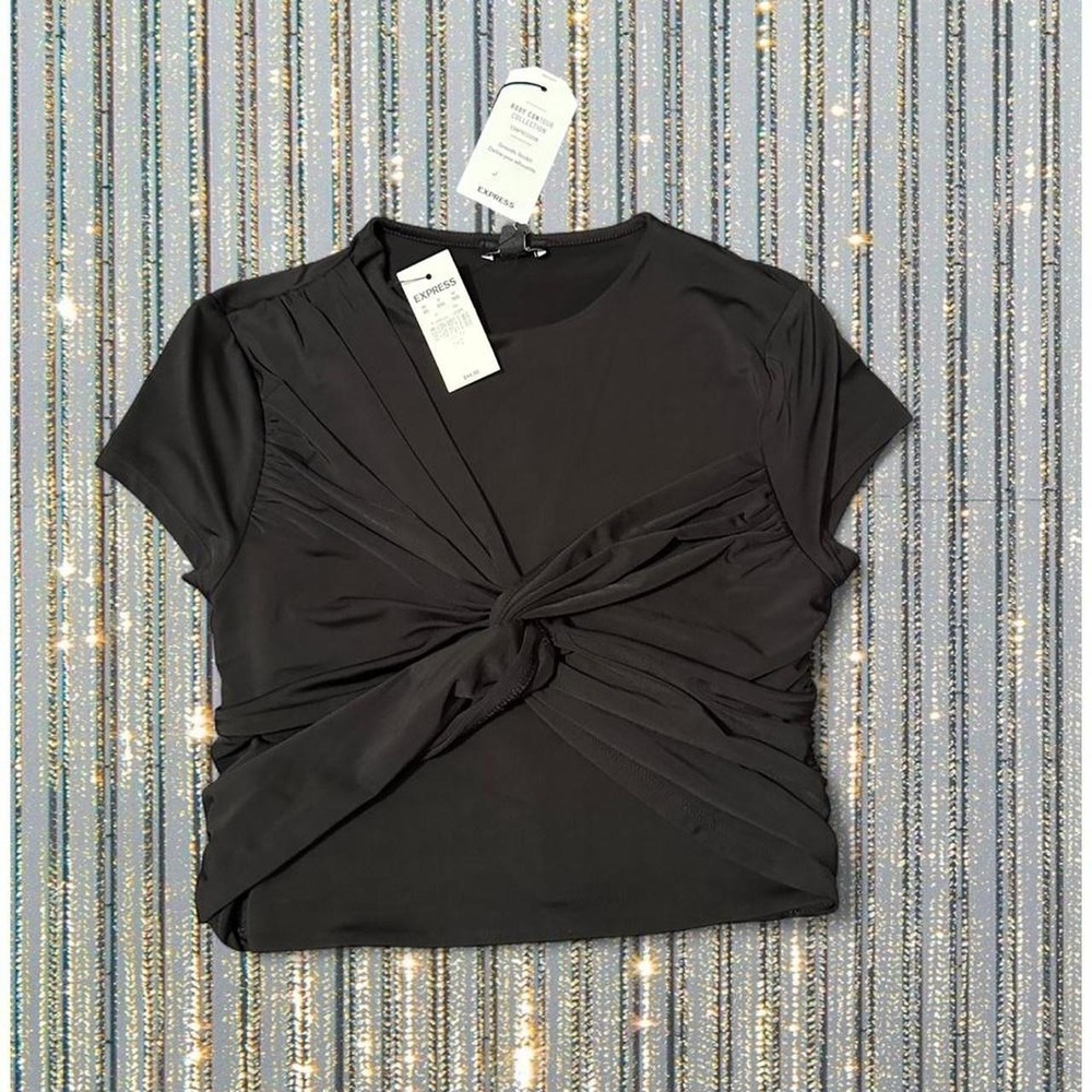 Express body contour crop top with twist detail